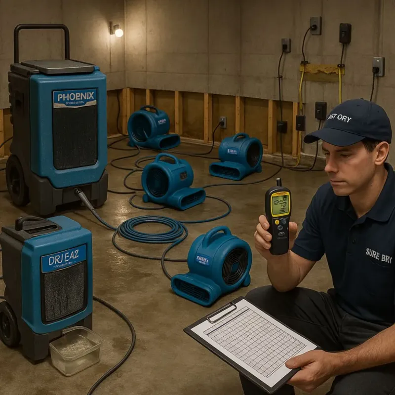 Structural Drying and Dehumidification process in Tolland, CT